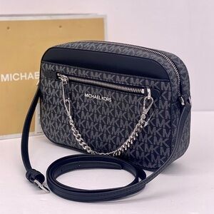 Michael Kors Metallic Zip Chain Crossbody Black Multi